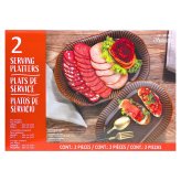 シグネチャーハウスウェアーズ  ( Signature Housewares )  オーバルサービングプラッター 大・中2枚セット ブラウン #54432  ストーンウェア皿   パーティー・来客用食器