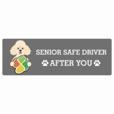 カーサイン 高齢者マーク SENIOR SAFE DRIVER プードル ステッカー シール 長方形 20x6.7cm 肉球 日本製 車