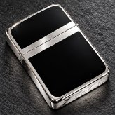 ZIPPO ライター ジッポ 1941 復刻 レプリカ シルバー＆ブラック 黒銀 スタンダード 両面加工 かっこいい おしゃれ シンプル 丸角 メンズ ギフト