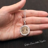 ハワイアンジュエリー ネックレス シルバー ネックレス 刻印 無料 誕生石入れ可 バストークン コイン フラダンサー ロジウムコーティング メダル シルバー925 ギフトラッピング可能 長さ選べる プレゼント ハロウィン 【品番：CG-SP302】