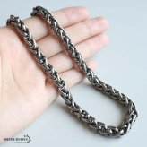 チタン製 軽い ウィートチェーンネックレス 高密度 チタンネックレス 幅7mm シルバー 燻し風加工 つけっぱなし メンズ 男性 金属アレルギー対応