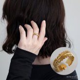 ステンレス 葉っぱリング 2カラー リーフリング 18KGP ゴールド gold シルバー オープンリング フリーサイズ レディース 女性 指輪 金属アレルギー対応