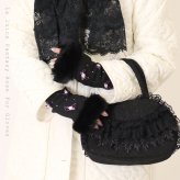 手袋 レディース かわいい おしゃれ 暖かい 冬 防寒 あったか スマホ対応 ファー キラキラ パーツ リボン 薔薇 バラ ブラック プレゼント【LALUICE ラルイス】