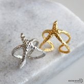 ステンレス ヒトデリング スターリング 海星 槌目模様 ゴールド 18K GP シルバー フリーサイズ レディース 女性 指輪 金属アレルギー対応