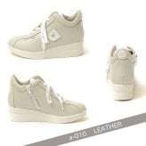 ルコライン 靴 アージレ バイ ルコライン スニーカー agile-010BE LEATHER 本革 ベージュ グレージュ グレーかかったベージュ サイドファスナー付 レディース シューズ ルコライン 革靴 レザー agile by RUCO LINE ルコライン靴