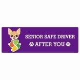 カーサイン 高齢者マーク SENIOR SAFE DRIVER チワワ ステッカー シール 長方形 15x5cm 肉球 日本製 車