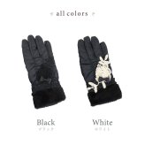 手袋 レディース かわいい おしゃれ 中綿 暖かい 冬 防寒 あったか レース グローブ プレゼント【LALUICE ラルイス】