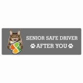 カーサイン 高齢者マーク SENIOR SAFE DRIVER メインクーン ステッカー シール 長方形 20x6.7cm 肉球 日本製 車