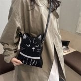 ショルダーバッグ 猫 バッグ スマホショルダー レディース ねこ ネコ 猫柄 刺繍 ミニバッグ 斜めがけ 軽量 2WAY ハンドバッグ 肩掛け 小さめ 大人 かわいい おしゃれ 個性的 黒 ブラック 猫雑貨 プレゼント ギフト 高級感 猫 マチ有 猫雑貨 トート 黒猫
