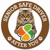 カーサイン 高齢者マーク SENIOR SAFE DRIVER アメリカンカール マグネット 強力 直径13cm 肉球 日本製 車 ステッカー