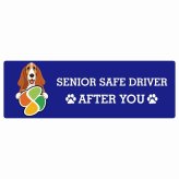 カーサイン 高齢者マーク SENIOR SAFE DRIVER バセットハウンド ステッカー シール 長方形 15x5cm 肉球 日本製 車