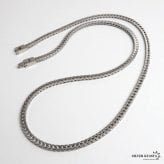 ステンレス 幅4mm フォックステールチェーンネックレス 3カラー メンズ ウィート 中折れ式 留め具 ブラック 腕輪 アクセサリー 角張ったデザイン 編み込み風 立体感 シャープ クール 大人 カジュアル モード 金属アレルギー対応