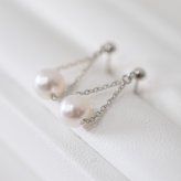 ［pearl454］5.5mm - 6mm 揺れる ピアス あこや真珠 天草 熊本 ペア 普段使い ピンク ホワイト K18 K14