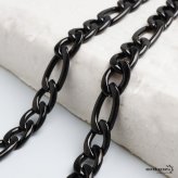 ステンレス フィガロ喜平ネックレス ブラック チェーンネックレス 幅5mm 細身 かっこいい クール シンプル 大人 中折れ メンズ 男性 金属アレルギー対応