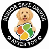 カーサイン 高齢者マーク SENIOR SAFE DRIVER ラブラドゥードル マグネット 強力 直径13cm 肉球 日本製 車 ステッカー