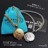 ステンレス ロケットネックレス ダブル喜平チェーンネックレス ロケットペンダント フラワーネックレス 写真 記念 思い出 ハワイアンネックレス 50cm 60cm ゴールドネックレス 18KGP シルバー 花 6面カット メンズ 男性 金属アレルギー対応