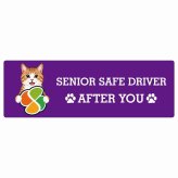 カーサイン 高齢者マーク SENIOR SAFE DRIVER 茶白 ステッカー シール 長方形 15x5cm 肉球 日本製 車