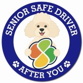 カーサイン 高齢者マーク SENIOR SAFE DRIVER プードル マグネット 強力 直径13cm 肉球 日本製 車 ステッカー