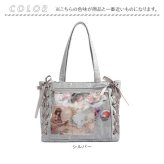痛バッグトート 通販 推し活バッグａ４ ぬいぐるみバッグ クリアポケット リボンデザイン オタ活トート ライブ参戦バッグ 魅せトートバッグ 軽量大容量バッグ レディース痛バ 推しカラーバッグ 缶バッジ収納 うちわが入る ＰＵレザーバッグ 通学普段使い 痛バック