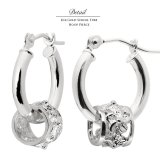 ハワイアンジュエリー フープピアス ピアス ホワイトゴールド ピアス 外径13mm クロッシングピアス ハイビスカス 透かし バレル 樽 小ぶり ゴールド 揺れる 片耳(1個)購入可 K14 14K 0G ゲージ BY THE SEA バイザシー プレゼント ハロウィン 【品番：GE212W】