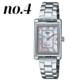 カシオ 腕時計 レディース ピンク ブラウン ブルーシェル ピンクシェル スクエア シルバー ステンレス CASIO 海外モデル プレゼント ギフト 収納ケース付き 成人 卒業 入学