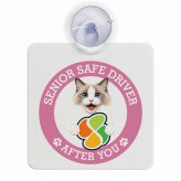 カーサイン 高齢者マーク SENIOR SAFE DRIVER ラグドール 車内用 吸盤タイプ 収れん火災防止タイプ 肉球 日本製 車 ステッカー