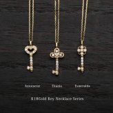 ゴールド ネックレス K18 18金 ネックレス ダイヤモンド ゴールド ネックレス チェーン ハートキー 鍵 選べる3色 イエロー ピンク ホワイト シンプル 華奢 上品 ご褒美 彼女 妻 女性 レディース 誕生日 プレゼント ハロウィン 【品番：CG-TI-653】
