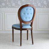 ダイニング家具 イタリア家具 アンティーク調 猫脚 ダイニングテーブルセット 4人掛け 楕円 布張り 青 ブルー チェア4脚 象嵌 楕円テーブル 幅135cm イタリア製 ルネッサンス Italia ダイニング5点セット