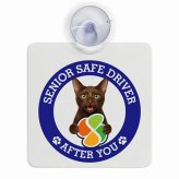 カーサイン 高齢者マーク SENIOR SAFE DRIVER ハバナブラウン 車内用 吸盤タイプ 収れん火災防止タイプ 肉球 日本製 車 ステッカー
