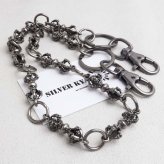 ウォレットチェーン 財布 メンズ 金剛杵 ユニークチェーン 十字架 クロス 316L ごつめ 2クリップ ロング 長め ガンメタ ブラック 個性的 ズボン 財布紐 盗難防止 紛失防止 男性