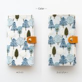 全機種対応 スマホケース 手帳型【 北欧 フォレスト 】 ゴールドパーツ スマホショルダー 刺繍