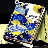 ZIPPO ライター 和柄 扇子 ジッポ シルバー ブルー 和風 センス 青 日本 美しい おしゃれ 華やか レディース メンズ ギフト プレゼント