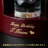 名入れ ギフト ガリレオ温度計 木製 ガラス ネーム 刻印 雑貨 インテリア おしゃれ 鑑賞 クリスタル 木 名前入り プレゼント 開店 誕生日 記念 父の日 男性 女性 定年 退職 卒業