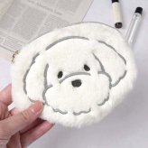 ポーチ もふもふ メイクポーチ アニマル ポーチ もこもこ アニマルフェイス かわいい アクセサリーポーチ ネコ 猫 トイプードル イヌ 犬 ふわふわ ねこ 刺繍 レディース 小物入れ 小銭 コインケース マルチーズ プレゼント フラットポーチ
