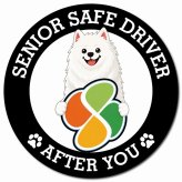 カーサイン 高齢者マーク SENIOR SAFE DRIVER サモエド マグネット 強力 直径13cm 肉球 日本製 車 ステッカー