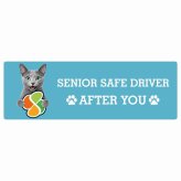 カーサイン 高齢者マーク SENIOR SAFE DRIVER ロシアンブルー ステッカー シール 長方形 15x5cm 肉球 日本製 車