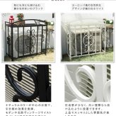 室外機カバー アイアン モンテベッロ ブ ホワイト 簡単組立 フラワー 天板 作業台 アンティーク モダン エレガント スタイリッシュ シンプル 棚 屋外 庭 ベランダ バルコニー おしゃれ エアコン室外機カバー 室外機ラック 日よけカバー ガーデン用品