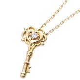 ダイヤモンド ネックレス 一粒 K18 イエローゴールド 鍵 キーモチーフ ペンダント レディース ジュエリー 18金 ダイヤ ゴールド 鑑別カード付き アクセサリー プレゼント ギフト