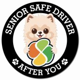 カーサイン 高齢者マーク SENIOR SAFE DRIVER ポメ柴 マグネット 強力 直径13cm 肉球 日本製 車 ステッカー