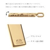 金属アレルギー対応 ネックレス ハワイアンジュエリー 刻印無料 誕生石 純チタン ゴールドカラー バレルプレート Mサイズ チェーン付 イオンプレーティング メンズ レディース プレゼント ハロウィン 【品番：CG-TIP411-Y】