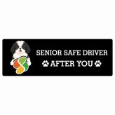 カーサイン 高齢者マーク SENIOR SAFE DRIVER 狆 ステッカー シール 長方形 15x5cm 肉球 日本製 車