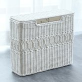 トイレットペーパー 収納 ストッカー ふた付き バスケット ラタン スリム コンパクト おしゃれ かわいい フェミニンデコ ガーリー 姫系 ロマンティック フレンチシャビー ホワイトラタン 白 家具 雑貨 新生活