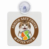 カーサイン 高齢者マーク SENIOR SAFE DRIVER ハイランドフォールド 車内用 吸盤タイプ 収れん火災防止タイプ 肉球 日本製 車 ステッカー