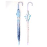 キッズ長傘女の子 通販 こども用ジャンプ傘 ビニール傘55cm ワンタッチ長傘 小学生通学雨傘 ラメ入り丸型手元 ポップグミビニール オーロラ裾デザイン ガールズ雨具 可愛い子ども傘 透明ジャンプ傘 中谷傘ナカタニ 梅雨対策 ファンシー雨傘 ジュニア長傘 ギフト