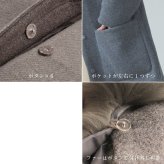 日本製 ロングコート タスマニアリバーウール フォックスファーフード付き 着丈87cm レディース 秋 冬 モカ/グレー 9号/11号 母 女性 ギフト プレゼント 6F (02000213r)