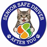 カーサイン 高齢者マーク SENIOR SAFE DRIVER アメリカンワイヤーヘア マグネット 強力 直径13cm 肉球 日本製 車 ステッカー