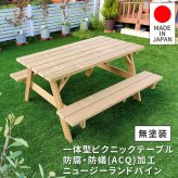 テーブル 日本製ニュージーランドパインピクニック 幅147 防腐加工 無塗装 新生活