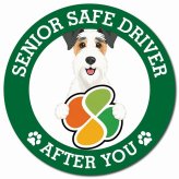 カーサイン 高齢者マーク SENIOR SAFE DRIVER ワイヤーフォックステリア マグネット 強力 直径13cm 肉球 日本製 車 ステッカー
