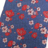 【富士桜工房】吹寄せ【冬】～椿・山茶花・梅～(紺)・富士桜工房・日本製シルクジャカードの和風ネクタイ