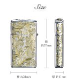 Zippo ライター ジッポライター 愛煙家 喫煙 真鍮 クロムサテーナ クロムメッキ スリムタイプ #1600 スクロール模様 5面手彫り ハワイアンジュエリー ブランド かっこいい おしゃれ ジッポーライター BY THE SEA バイザシー 彼氏 夫 男性 メンズ プレゼント ハロウィン 【品番：FL103C】